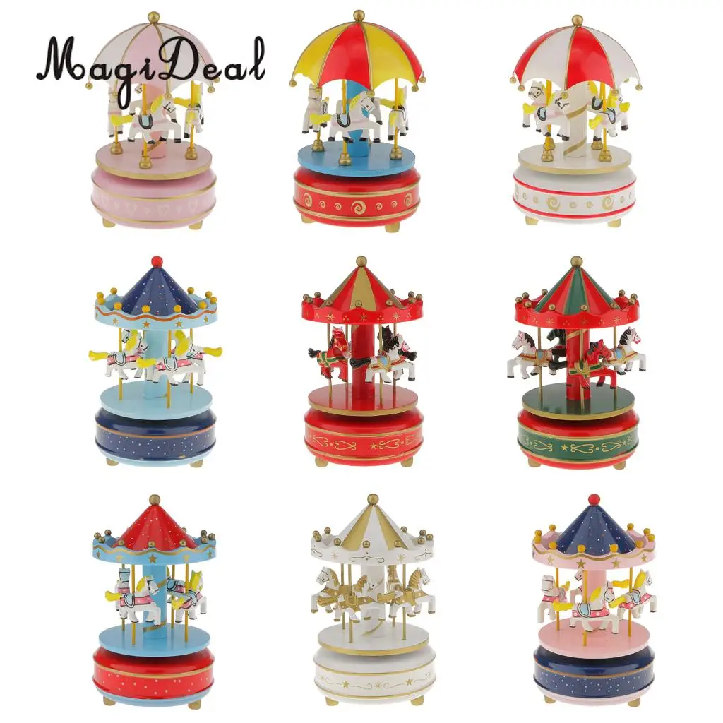 Magideal Dreaming Carousel Music Box Kids Hand Crank Musical Toy Home