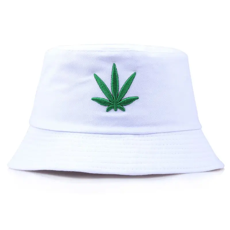 Шляпа-ведро кленовый лист с вышивкой, складывающаяся хлопковая кепка для защиты от солнца для пляжа, модная Панама для рыбалки, рыбака