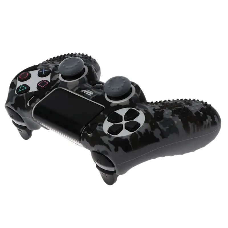 Для sony Dualshock PS4 DS4 тонкий поляризационный фильтр Pro контроллер силикона камуфляжной расцветки, защитный чехол для кожи+ накладка на Стик для джойстика для Play station 4