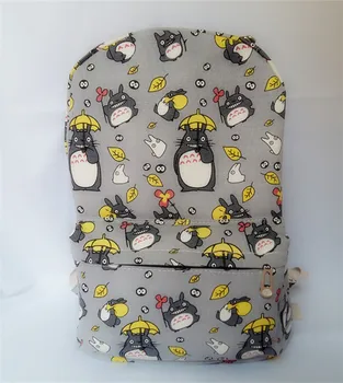 

New Dragon Cat Backpack Cartoon Girls Backpack Miyazaki Hayao Canvas Art Lovely Shoulder Backpack