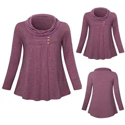 2018 Новое поступление для женщин Осень рубашка с длинными рукавами водолазка сплошной цвет свитер пуловер Блузка Топы корректирующие