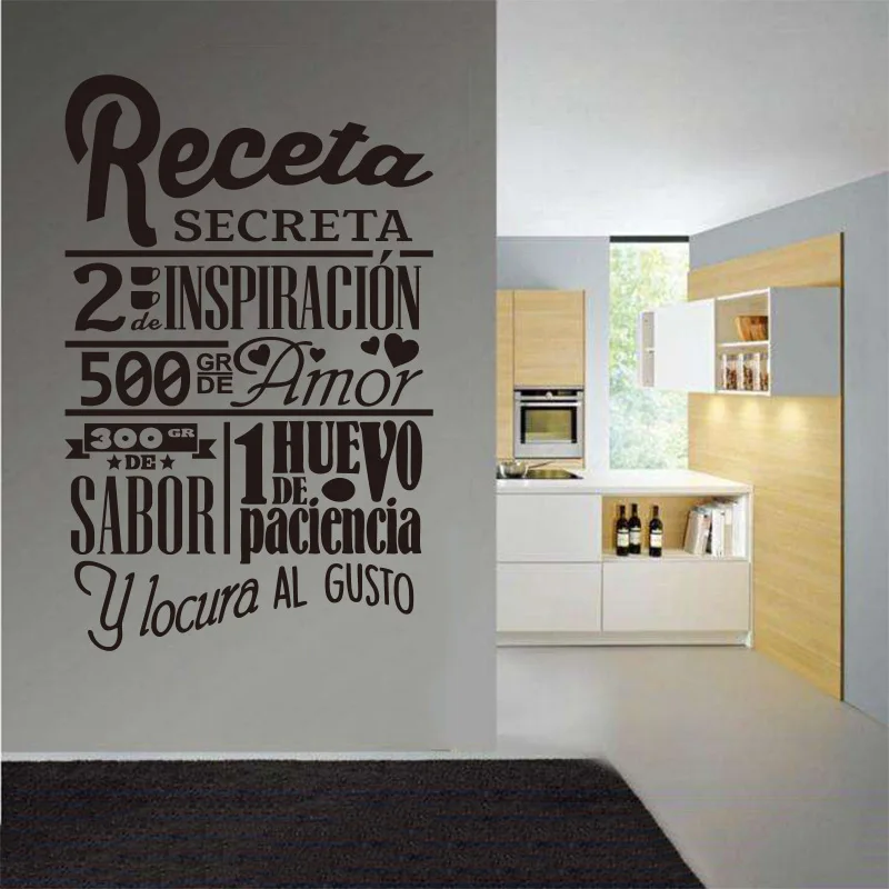 Sticker Spanish Secret Recipe Wall Decoration Kitchen Vinyl Wall Sticker Home Decor Poster Family Wall Decal Art Mural GW009B Sticker Spanish Secret Recipe Wall Decoration Kitchen Vinyl Wall Sticker Home Decor Poster Family Wall Decal Art Mural GW009B