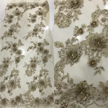 

luxury African French Lace Fabric JRB-81013 good looking Embroidered Tulle Lace Fabric with 3d flower with beads and big stones