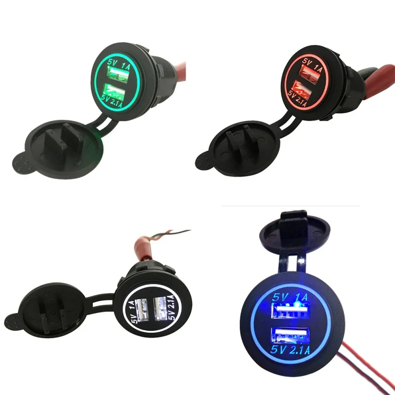 

High Quality Universal Car Charger USB Vehicle DC12V-32V Waterproof Dual USB Charger 2 Port Power Socket 5V 2.1A/1A