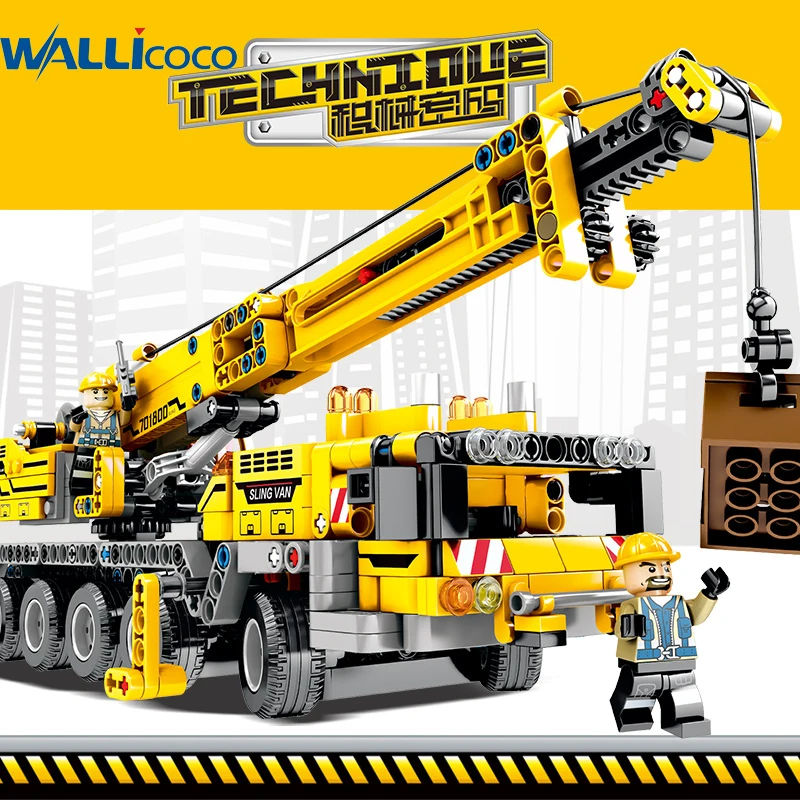 

665pcs Technic Engineering Lifting Crane Building Blocks Compatible legoingly Technic truck Construction Brick Toys For children