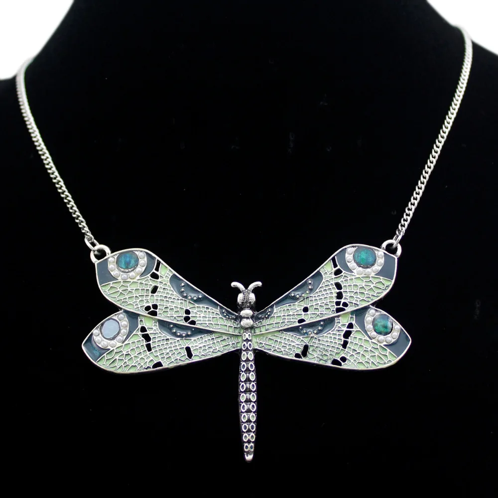 Victorian Green Celtic Dragonfly Enamel Wing Art Nouveau Pendant Necklace Jewelry Handmade Art Deco Kitsch Costume Victorian Green Celtic Dragonfly Enamel Wing Art Nouveau Pendant Necklace Jewelry Handmade Art Deco Kitsch Costume