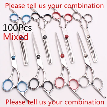 

100Pcs C1001 6.0" Customized Logo Japan Stainless Hairdresser's Scissors Cutting Shears Thinning Scissors Haircuts Set of Tools