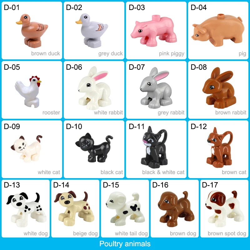 

Poultry Animal Series Blocks Set Building Blocks Animal Duplo Animal Farm Animal Set Pets Blocks Big Bricks Parts Plastic Toy