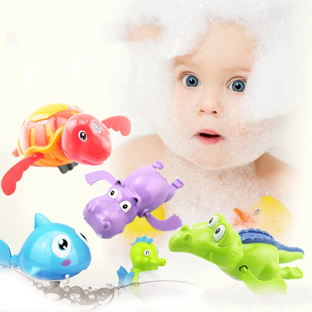 

Baby Wind Up Bath Toys Lovely Turtle Fish Shark Clockwork Chain Swimming Water Bath Toy Educational Toys for Children Kids