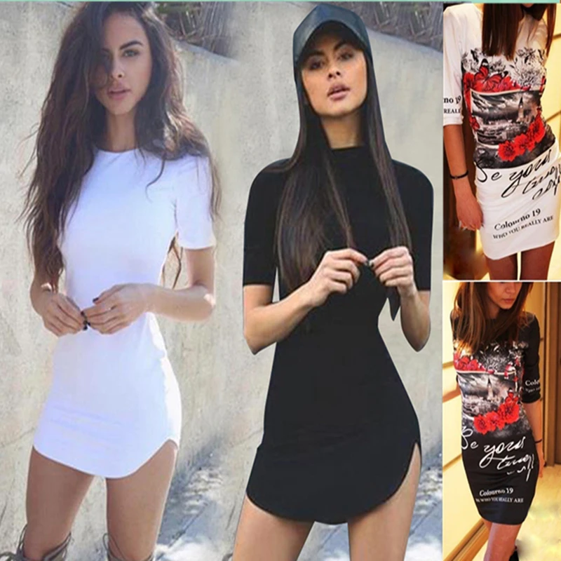 

New hot women's clothing S-5XL Sexy solid color hip dress Women's short-sleeved slim dress Summer large size casual tight dress