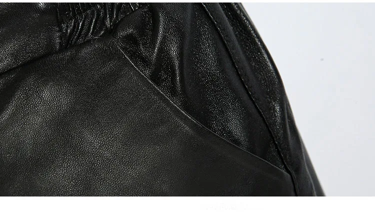 Кожаные шорты женские осенние модные овчины Натуральная кожа юбка-карандаш черные звезды заклепки пояс с высокой талией шорты