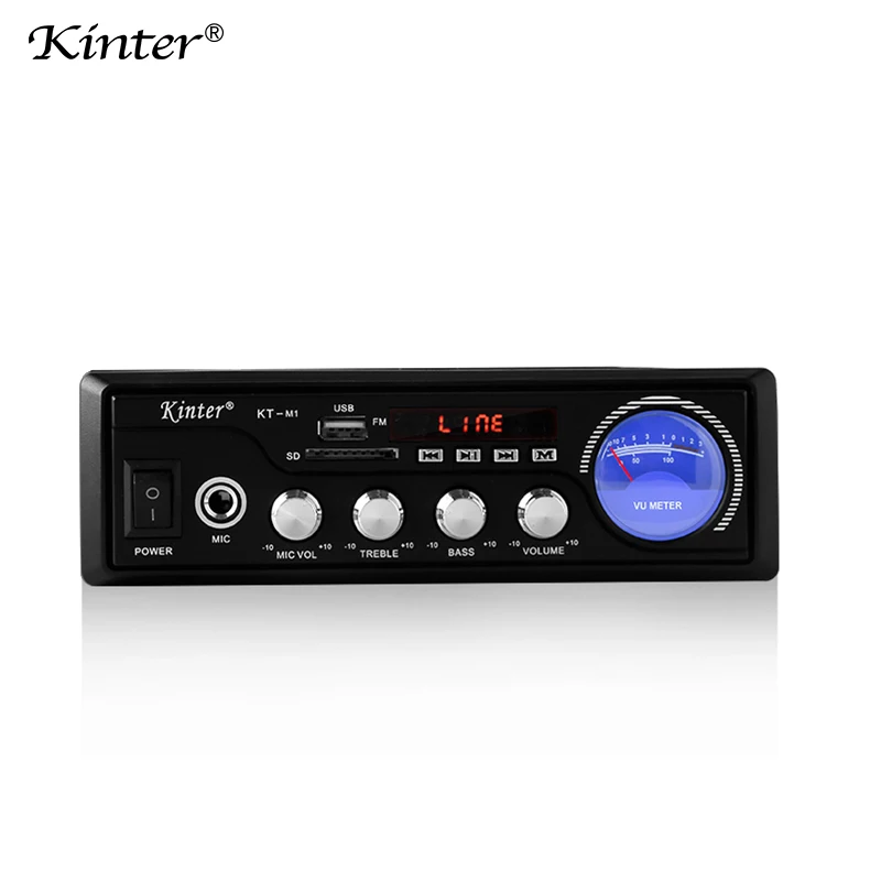 

kinter M1 MP3 bluetooth amplifier audio 2channel tda7266 with SD USB input FM radio power vu meter amplifiers for speakers