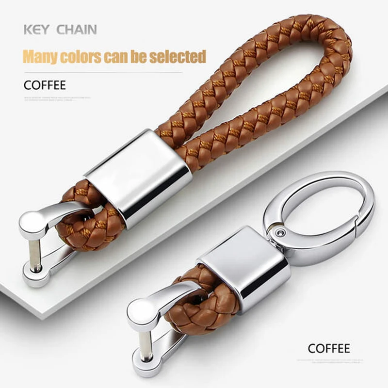 

Metal+Leather Car Keychain Key Rings Women Men Weave Manual Key Holder for Peugeot Ford Volvo Lada Cruze Car Accessory