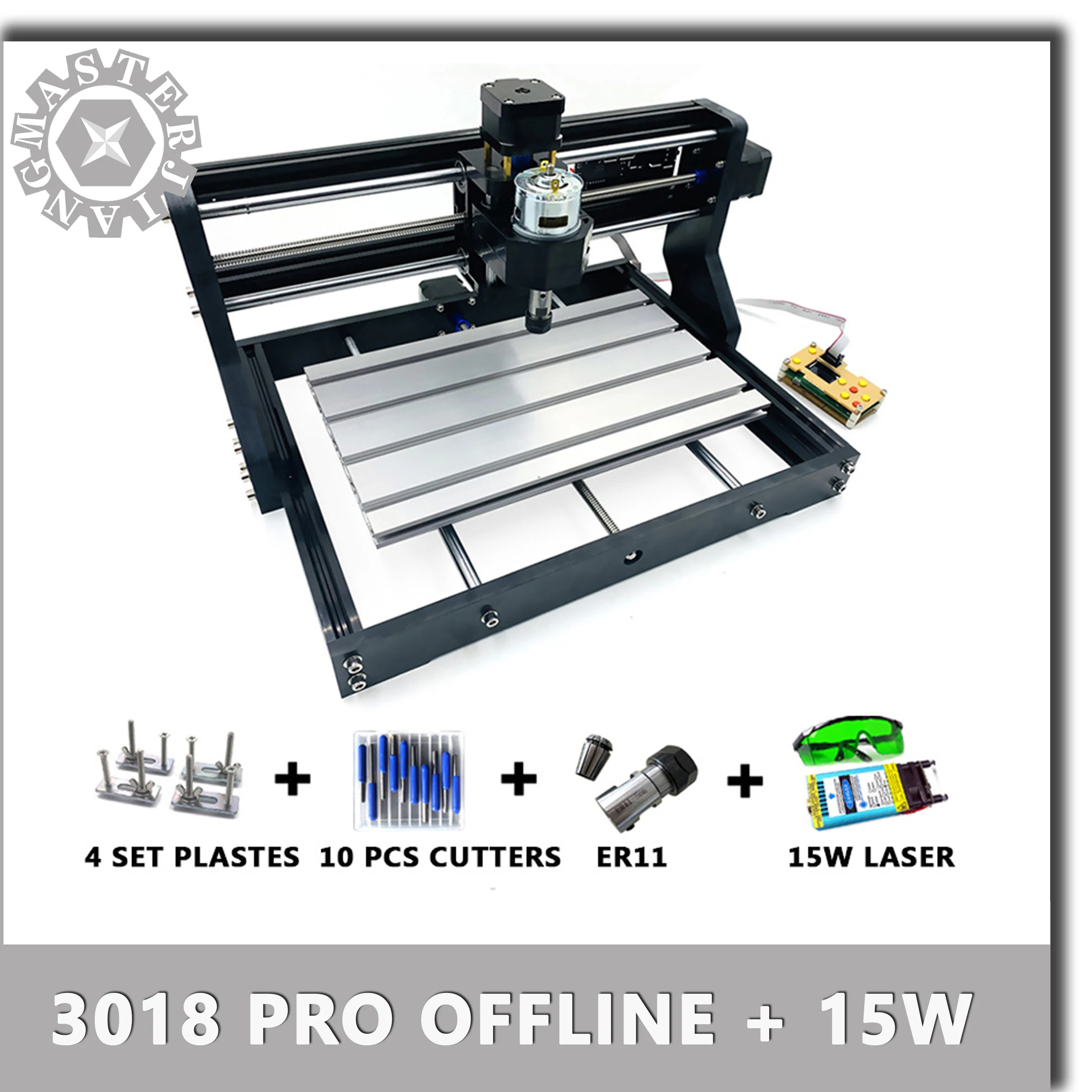 

CNC 3018 Pro GRBL mini Laser Engrave Machine+15W Laser Module+offline controller 3 Axis pcb Milling machine Wood Router