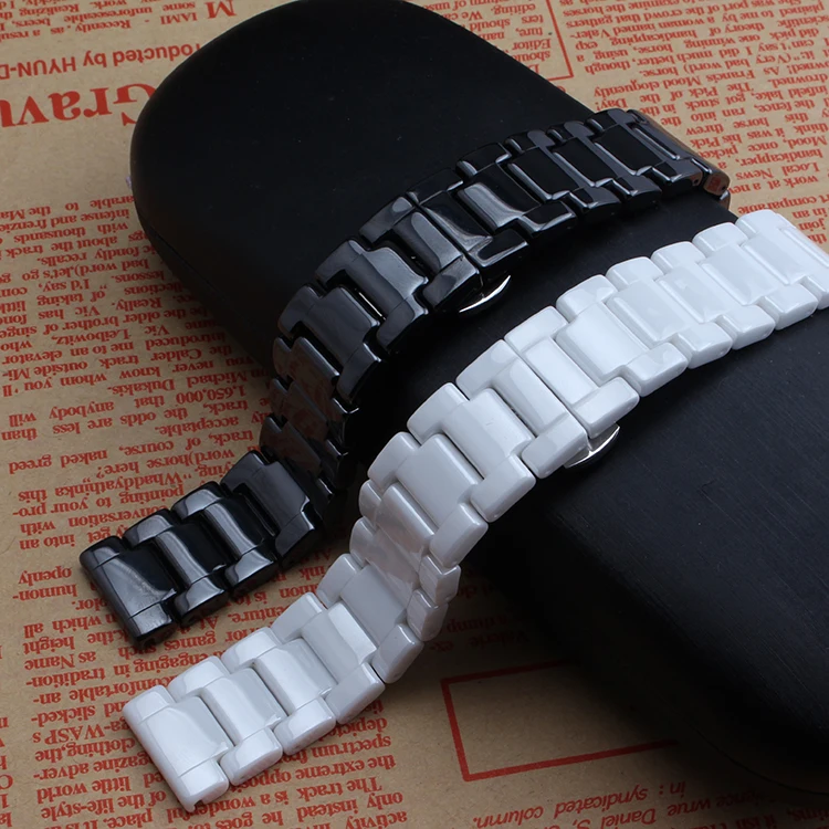 

New arrival 14mm 16mm 18mm 20mm 22mm Black white Ceramic watcbands strap Belt bracelet band for fashion diamond watches lady's