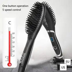 ЖК-дисплей Дисплей щетка для выпрямления волос Керамика Отопление быстро выпрямитель для волос