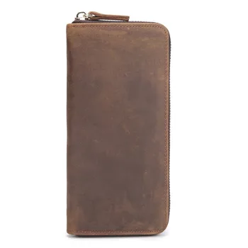 

ALAVCHNV Womenskin Long Men's Wallets Retro First Cowhide Leather Handbag Bag Multi-pocket 8875