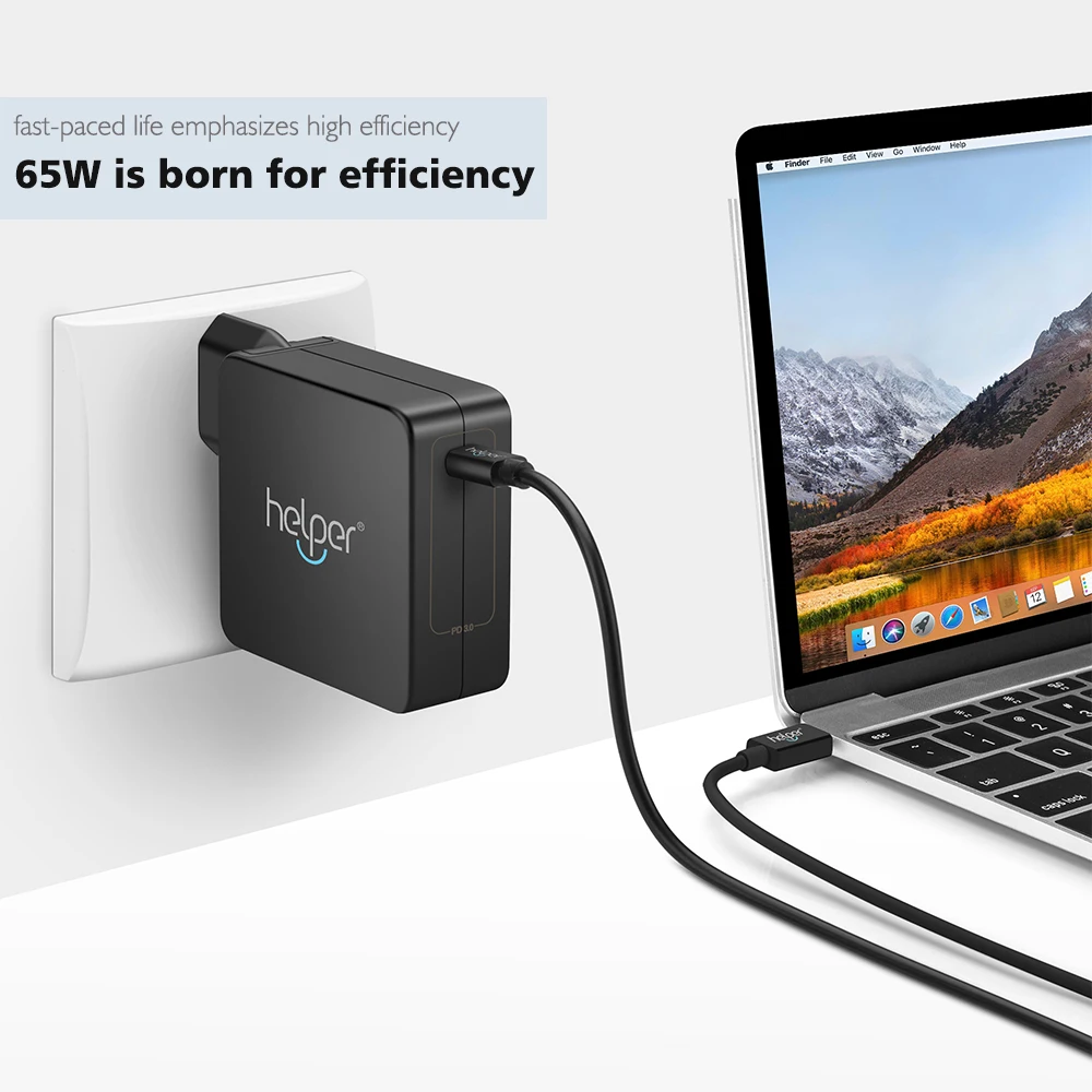 PD3.0 PPS USB C настенное зарядное устройство 65 Вт Тип C Быстрая зарядка для Xiaomi Air pro Macbook Touchbar LENOVO X1 YOGA iPhone X