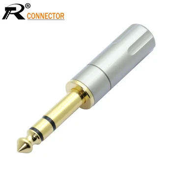 

10pcs New arrival Copper Jack 6.35mm Gold-plated Audio Plug Connector 6.35mm stereo Plug Assembly Microphone Connector