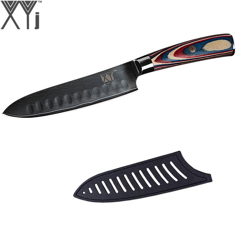 

XYj Damascus Steel Chef Knife Sharp VG10 Steel Blade Non-slip Handle Knives Meat Fish Fruit Vegetables Kitchen Accessories