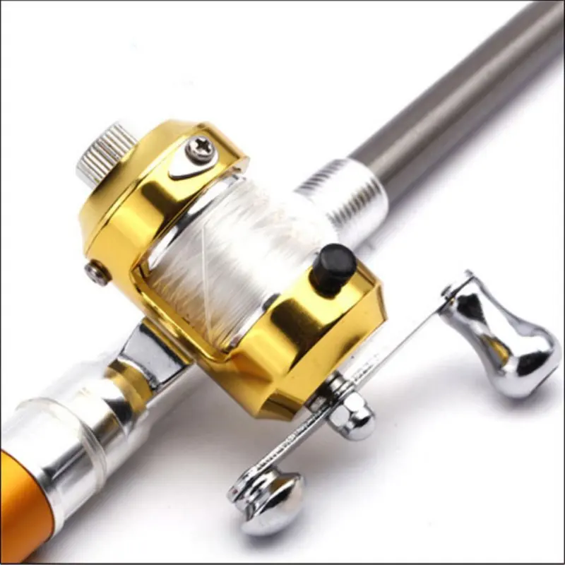 Liga de Bronze Liga de Alumínio Varas de Pesca Vara de Pesca e Molinete Portátil Mini Bolso Pen Shape Telescópica Pólos 1 Carretel 4 Cheap Varas de pescar
