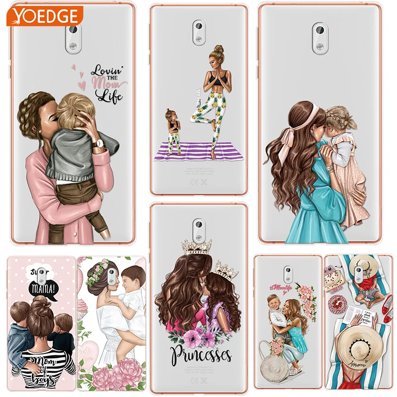 

Fashion Black Brown Hair Baby Mom Girl Case For Nokia X5 X6 2 3 3.1 5 5.1 6 6.1 8 7 7.1 Plus 2018 950 3310 For Nokia 8.1 X7 Capa