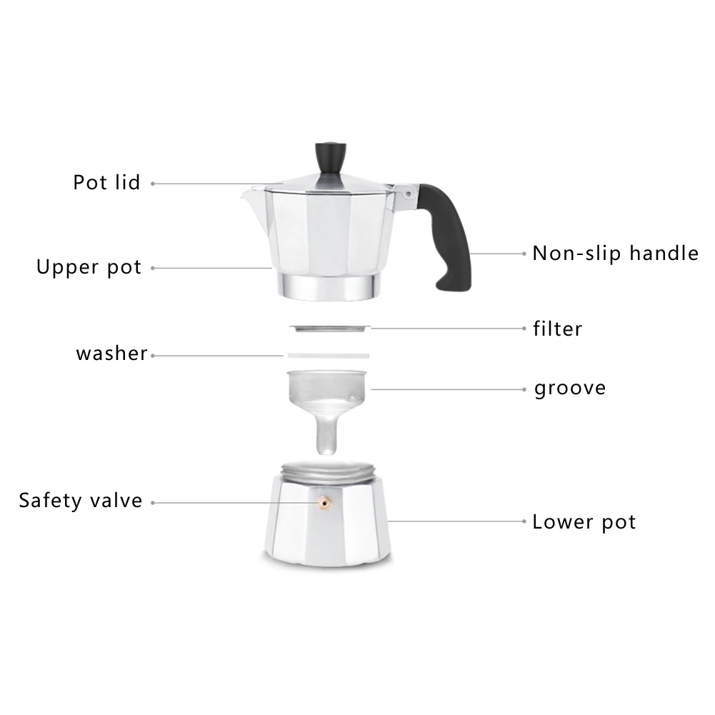 Coffeeware كافي الأواني الألومنيوم دليل موكا القهوة الأواني إسبرسو مزحلة المخاوي القهوة صانع مقهى وعاء 1/3/6 /9/12cup لاختيار