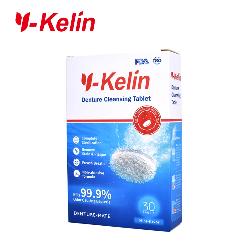 Y-Kelin Denture Cleansing Tablet 32 tabs denture cleanser 32 pills denture whitening cleanser remove plaque antibacteria