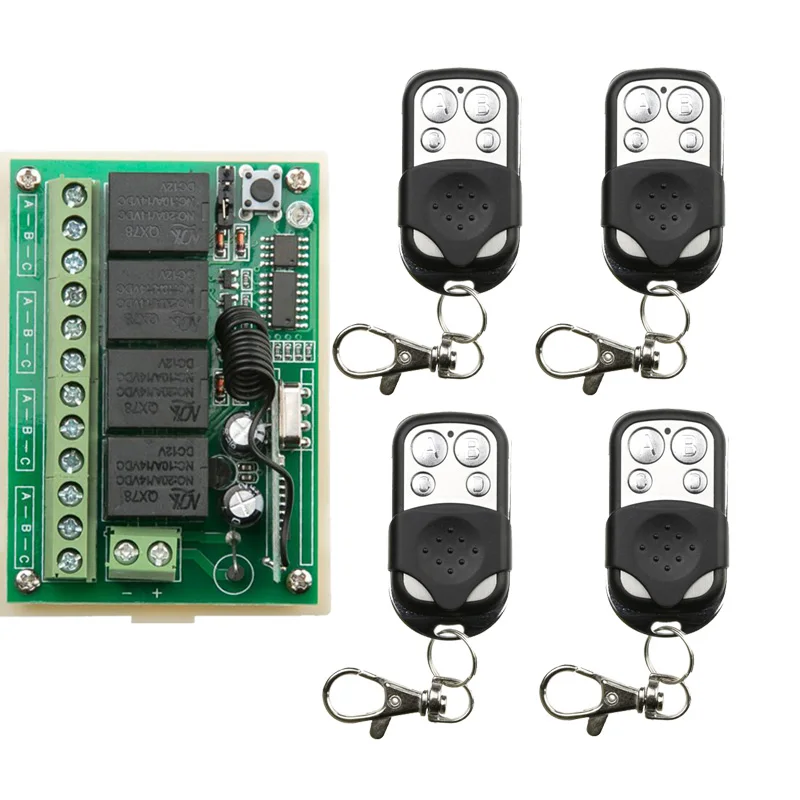 

Universal DC12V 4CH RF Wireless Remote Control switch Receiver + Transmitter 315/433mhz power on and off control
