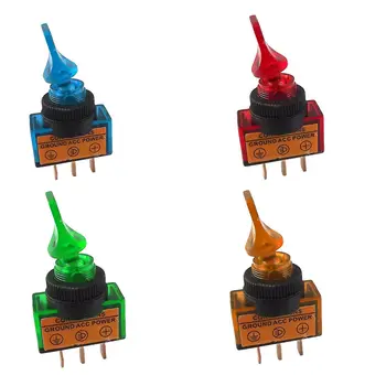 

EE support 4 Pcs Four Colors Mixed 12V 20A LED Toggle Switch OFF/ON SPST 3Pin Short Handle Rocker Switch Car Accessories
