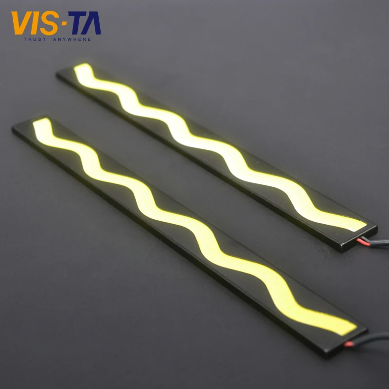 2016 New 2pcs/lot DC 12V Waves Ripple Shapes COB LED Car DRL Fog Strip Daytime Running Driving Lights Super Bright for BMW/Audi |