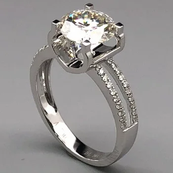 

18K White Gold 1.5 Ct Moissanite Diamond Ring Double Row Diamond Women Wedding Party Engagement Anniversary Ring 1.5 Carat 7.5mm