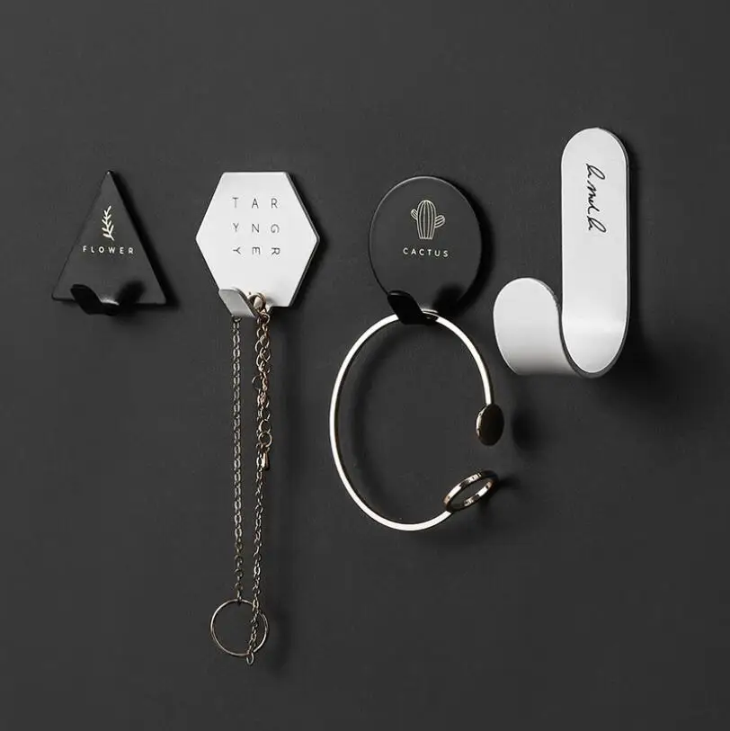 

Nordic Creative Wrought Iron Hook Home Decorative Hook Bathroom Wall Mounted Cloth Hanger For Coats Hats Towels Hk-06