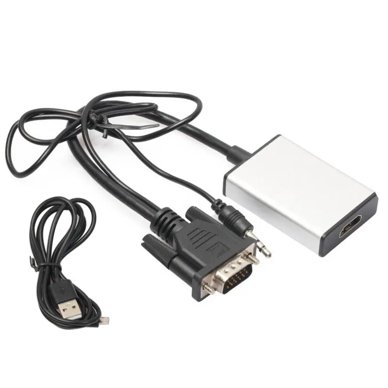 Audio VGA to HDMI Adapter 1080P and USB Power Video Cable Converter for Laptop Desktop HDTV HD Projector