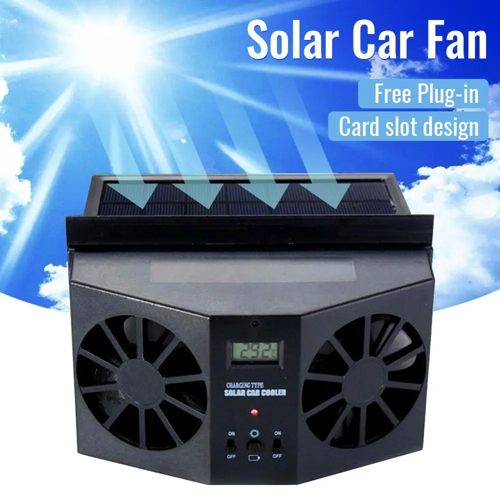 

2019 Hot Sale Car Solar Powered Exhaust Fan Car Gills Cooler Auto Ventilation Fan Dual-mode Power Supply High-power 2 Colors