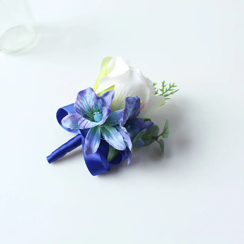 wedding boutonniere white blue groom suit decor (27)