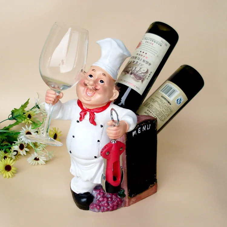 

custom double bottle hanging frame cook cup of wine bottles of red wine rack afternoon figure resin craft ornaments