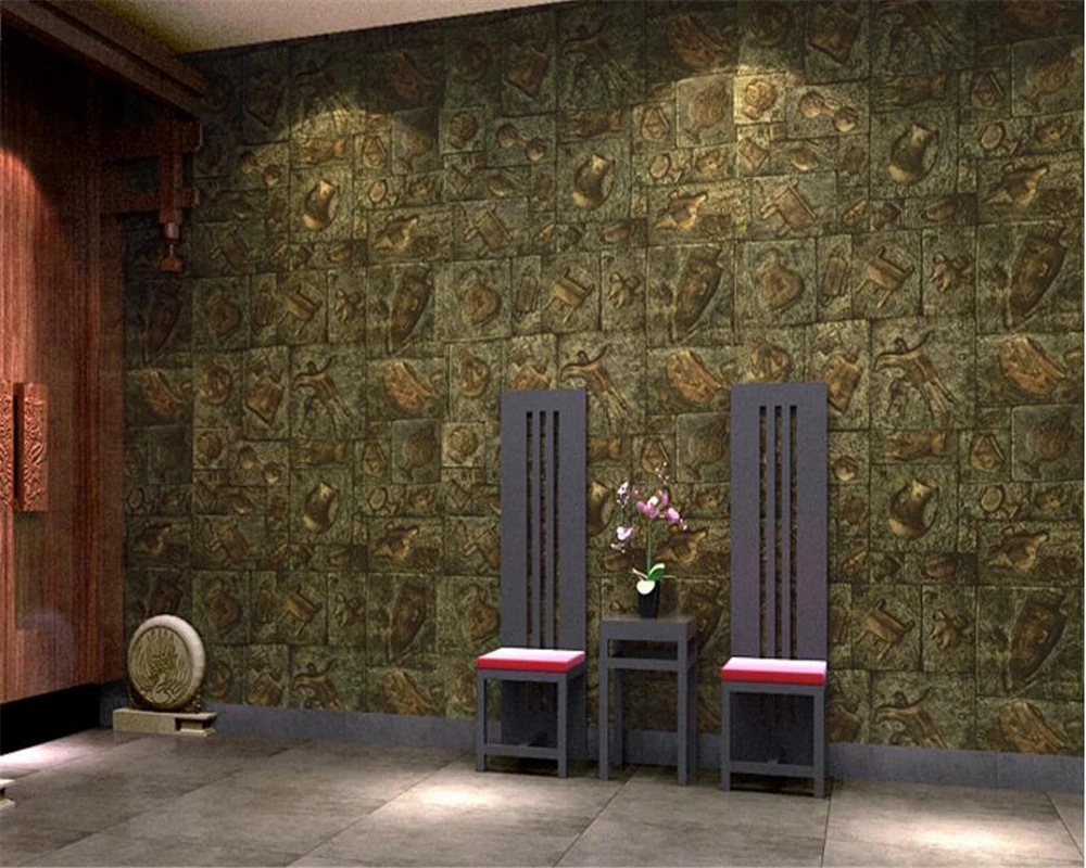 Beibehang Retro Personlichkeit Kultur Stein Tapete Klassischen Chinesischen Wein Glas Carving Wohnzimmer Bar Restaurant 3d Tapete Stone Wallpaper Wallpaper Classic3d Wallpaper Aliexpress