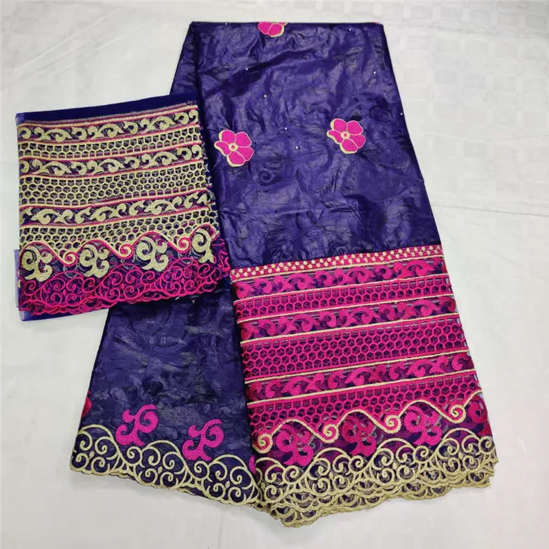 

2019 New arrival Stone african Bazin riche getzner fabric with embroidery lace / bazin riche dress material Nigerian LX062725