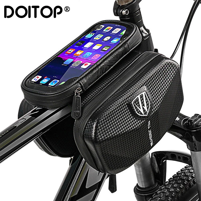  DOITOP Bicycle Top Tube On The Frame Bag Cycling Bike Saddle Pouch Touchscreen Phone Holder Case Fo