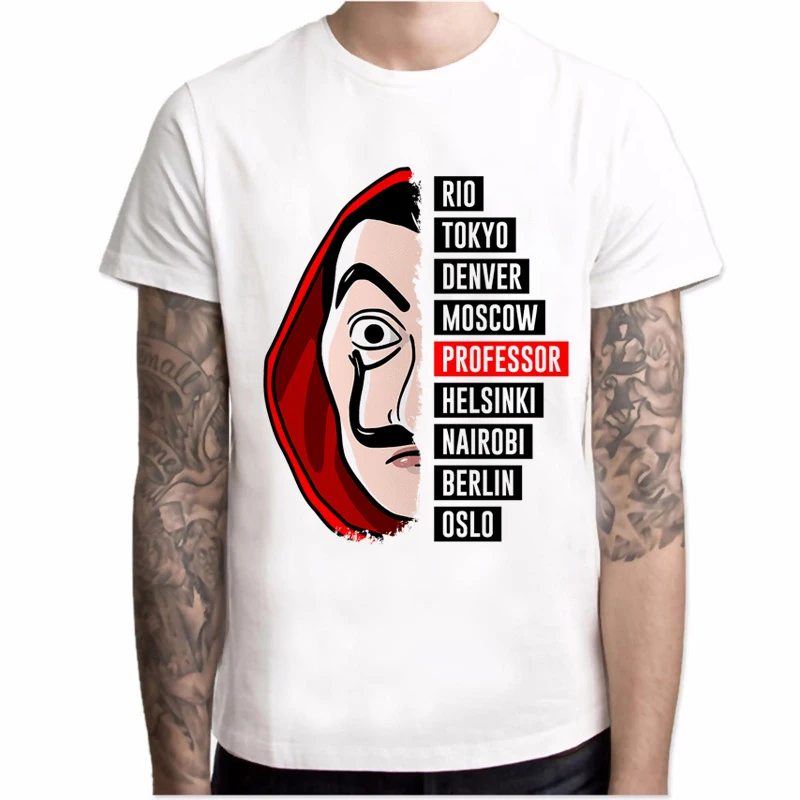 

Funny Design La Casa De Papel T Shirt Men Money Heist Tees TV Series Tshirts Men Short Sleeve House of Paper Tops T-Shirt Plus