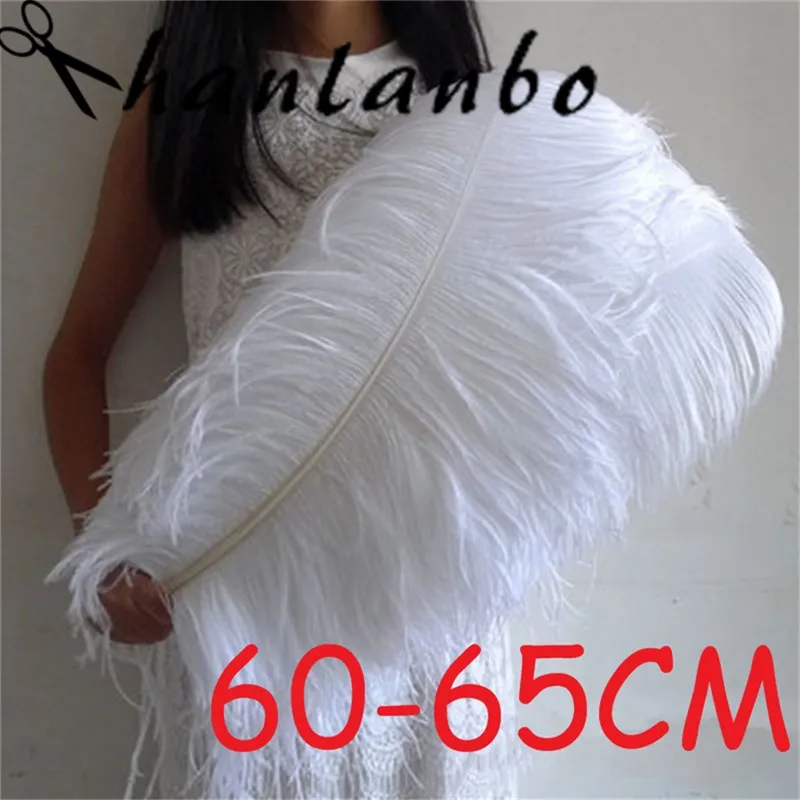 

New60 - 65cm 20pcs/lot 24- 26'' pure white soft and fuffly Ostrich Feather plumes home decor wedding decor table centerpiece
