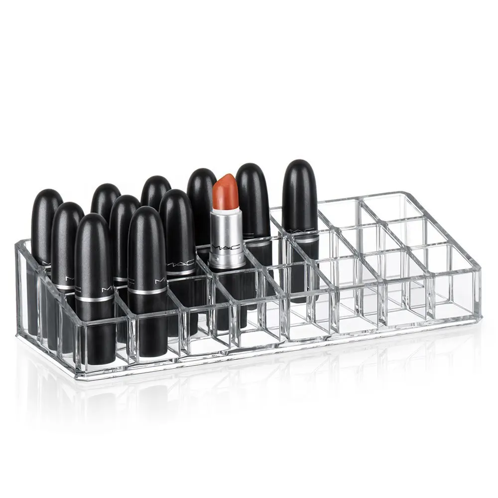 

new 24 grids clear Acrylic organizer Lipstick holder Nail Polish rack Cosmetic Storage box Makeup Organizer jewelry storage case