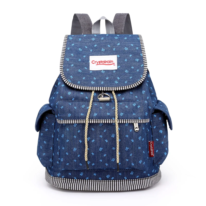 

Fashion Casual Denim Washable Shoulder Bag Exquisite Drawstring Large Capacity Backpack Brand Quality Fabrics Travel Backpack