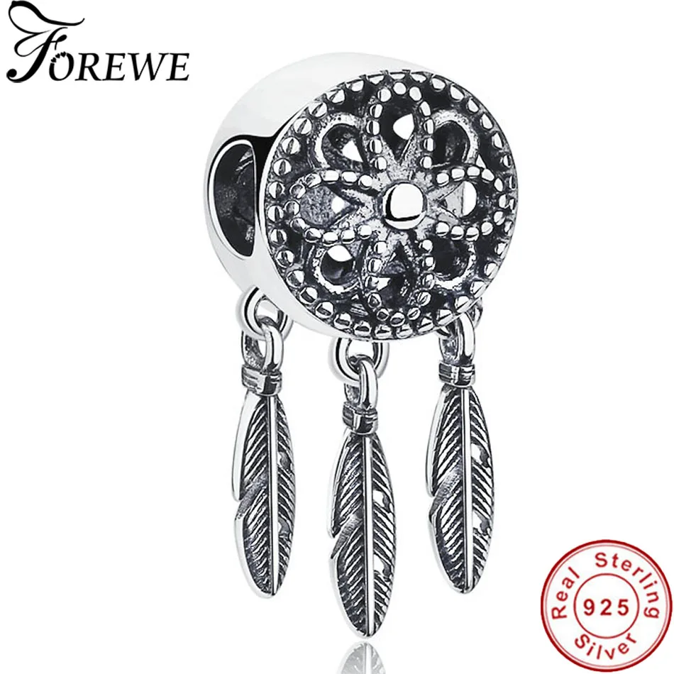 

Forewe Hot Sale Genuine 925 Sterling Silver Dream Catcher Pendant Charms fit Women Bracelets & Necklaces DIY Vintage Jewelry