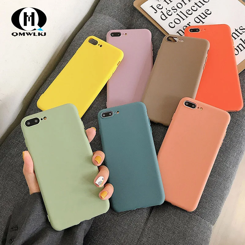 

Anti-vibration Scrub TPU Anti-fall Solid Color Mobile Shell Soft back Case Cover For iPhone 6S 6SPLUS 8PLUS 8 7PLUS X XS 7 Case