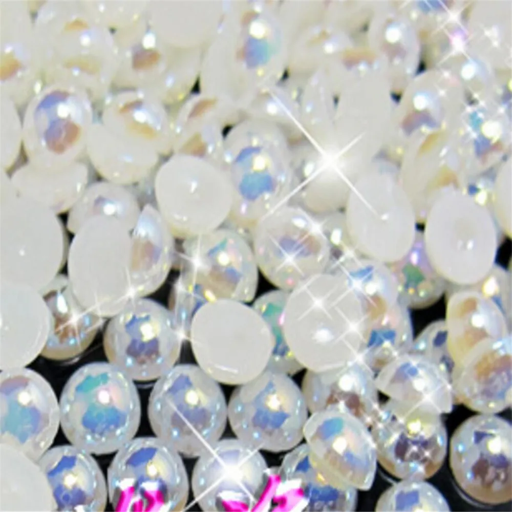 

Size 1.5mm-12mm Bling Ivroy AB Color Round Flatback Pearl Beads DIY ABS Plastic Imitation Half Pearl Nail Arts Decoration Crafts