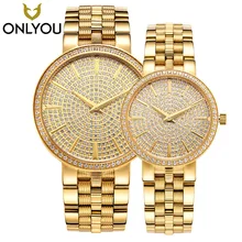 ONLYOU Luxury Brand Gold Steel Men’s Quartz Wristwatch Fashion Casual Dress Woman Watches 50m Waterproof Couple Watch 1/Pair
