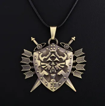 

24 Pcs/Lot Zelda Princess Necklace Pendant For Women Men Arrow Sword On Shield Charm Necklace Collier Bulk Wholesale