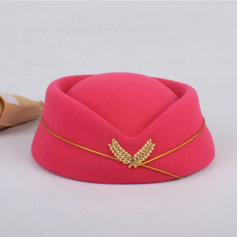 yandy costumes 2019 Party Cap Wool Felt Air Hostesses Beret Hat Base Cap Airline Stewardess Sexy Formal Uniform Hat Caps Accessory Roll play anime cosplay female Cosplay Costumes